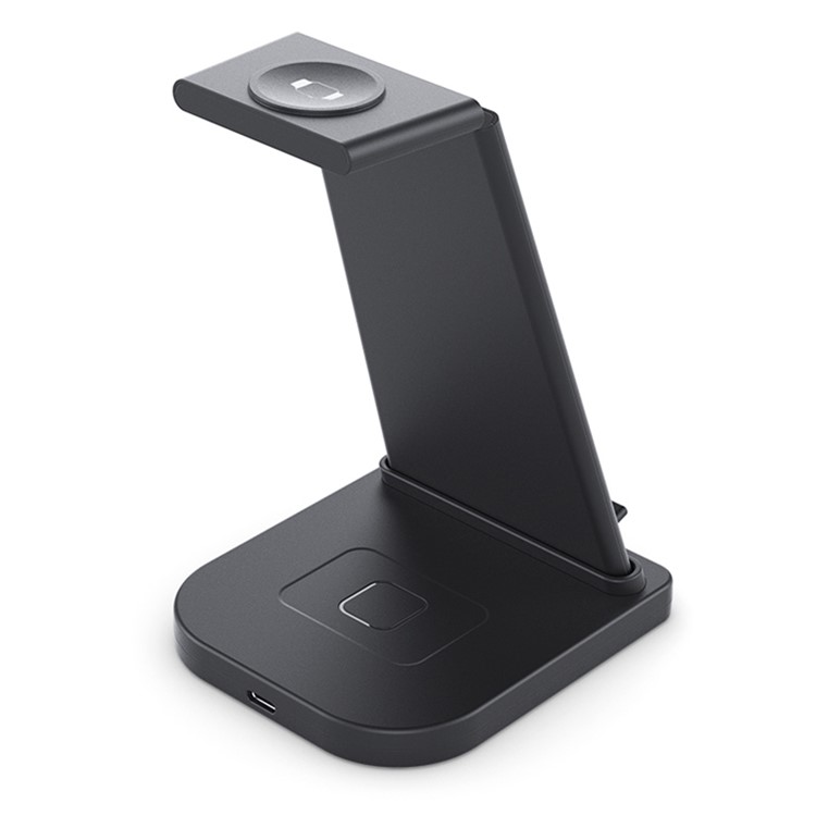 15W 3 En 1 QC 3.0 Chargeur De Chargeur Sans Fil Vertical Pour Téléphone Portable / Montre Apple / AirPods - Noir-2