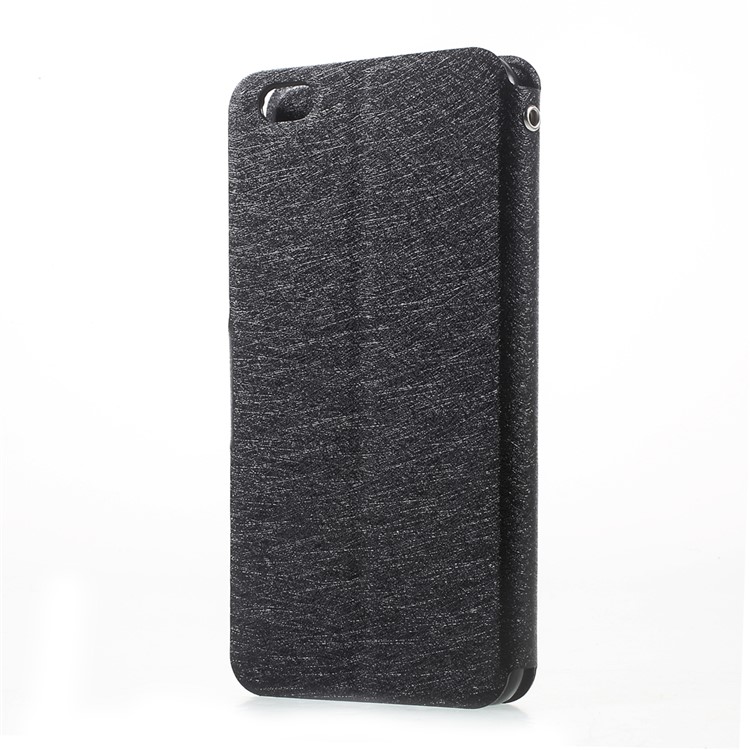 Silk Texture Leather Stand Card Slot Phone Case for Xiaomi Mi 5C - Black-3