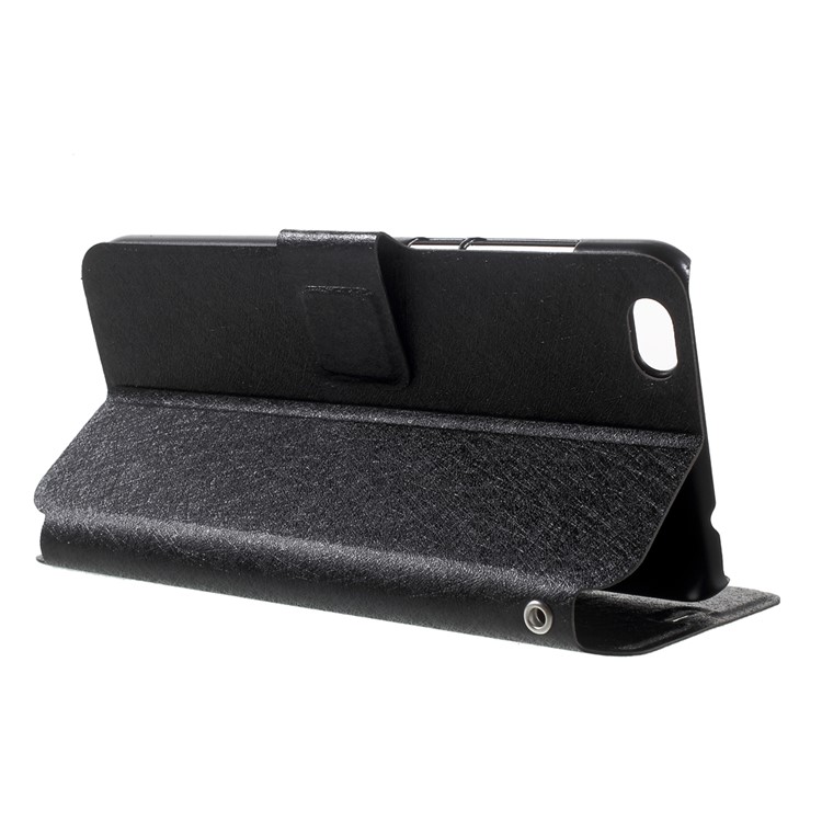 Silk Texture Leather Stand Card Slot Phone Case for Xiaomi Mi 5C - Black-4