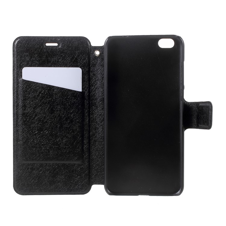 Silk Texture Leather Stand Card Slot Phone Case for Xiaomi Mi 5C - Black-5