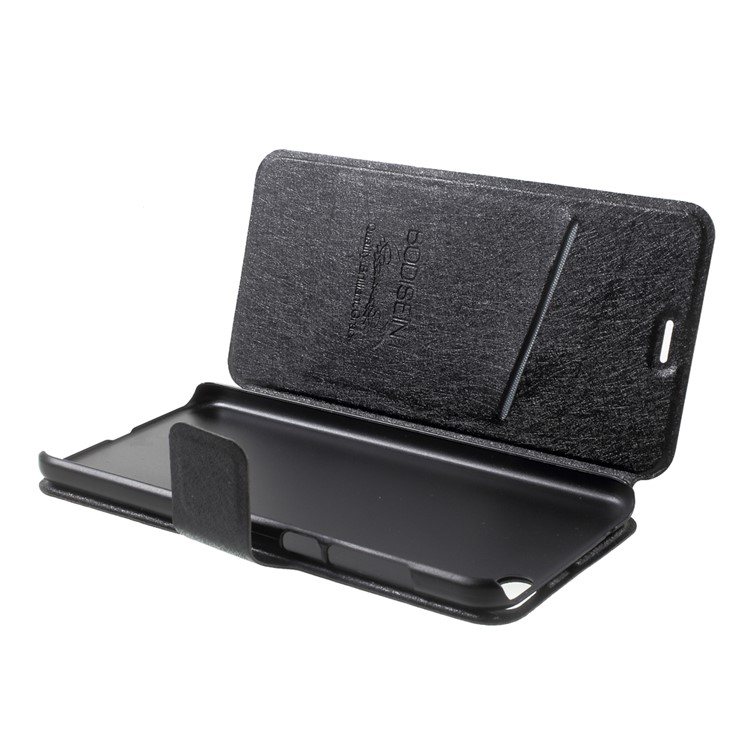 Silk Texture Leather Stand Card Slot Phone Case for Xiaomi Mi 5C - Black-6