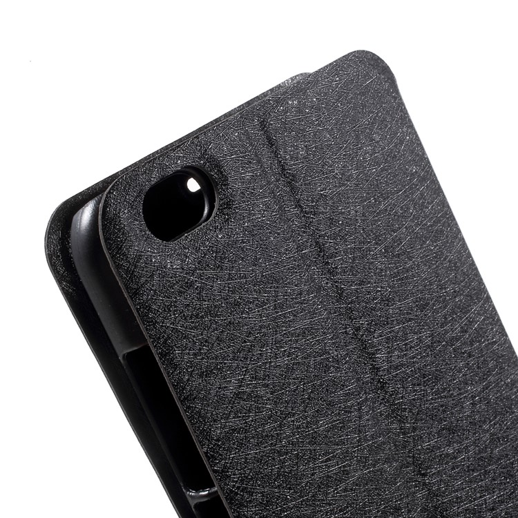 Silk Texture Leather Stand Card Slot Phone Case for Xiaomi Mi 5C - Black-8