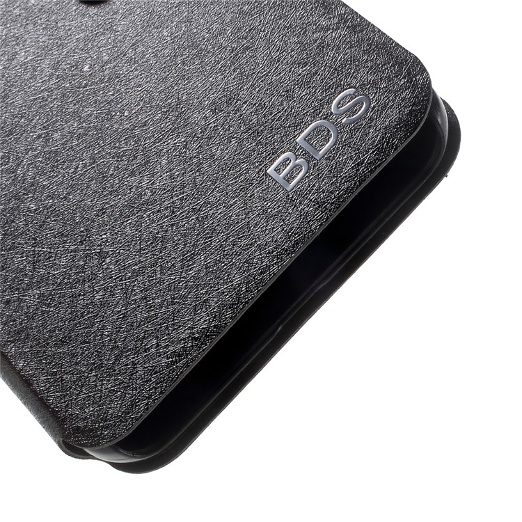Silk Texture Leather Stand Card Slot Phone Case for Xiaomi Mi 5C - Black-9