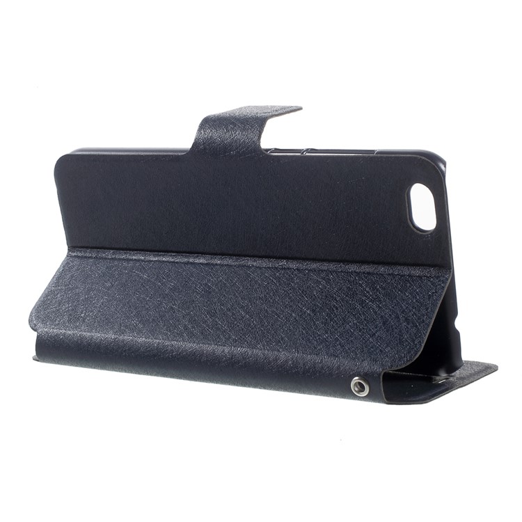 Silk Texture Folio Flip Leather Cover Case with Stand for Xiaomi Mi 5C - Dark Blue-4