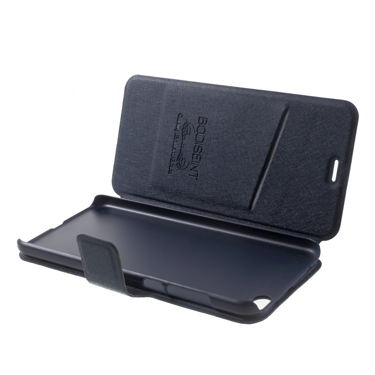 Silk Texture Folio Flip Leather Cover Case with Stand for Xiaomi Mi 5C - Dark Blue-6