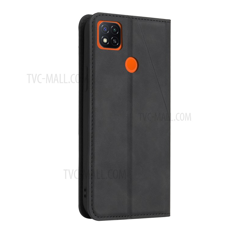 Geometric Splicing Card Slots Stand Leather Case for Xiaomi Redmi 9C - Black-3