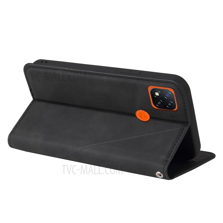 Geometric Splicing Card Slots Stand Leather Case for Xiaomi Redmi 9C - Black-7