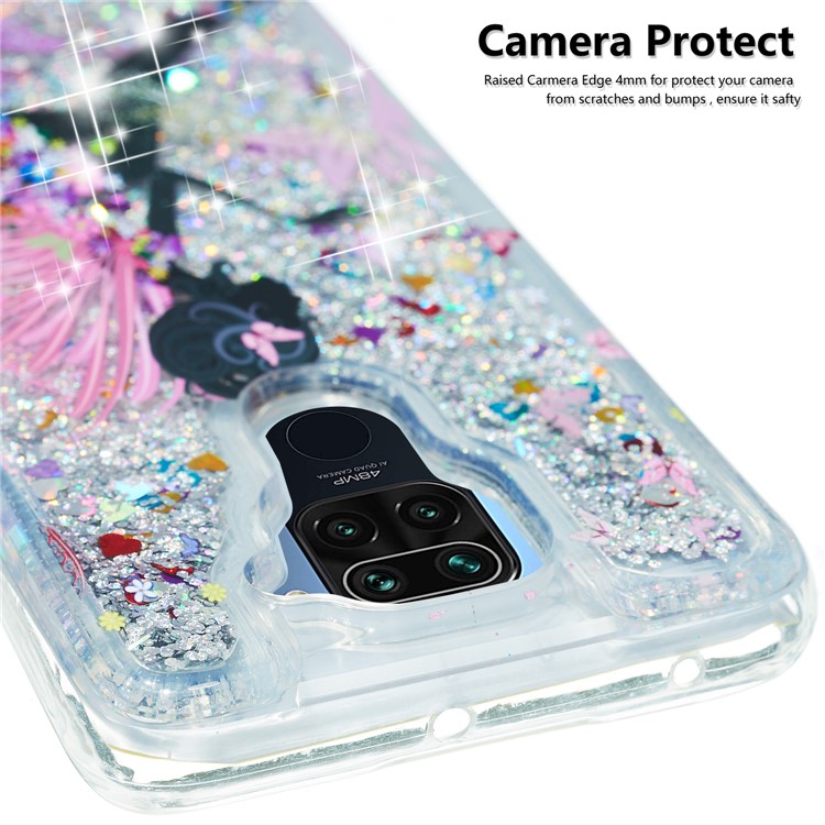 Pattern Printing Embossed Glitter Powder Quicksand TPU Case for Xiaomi Redmi Note 9 - Flower Fairy-4