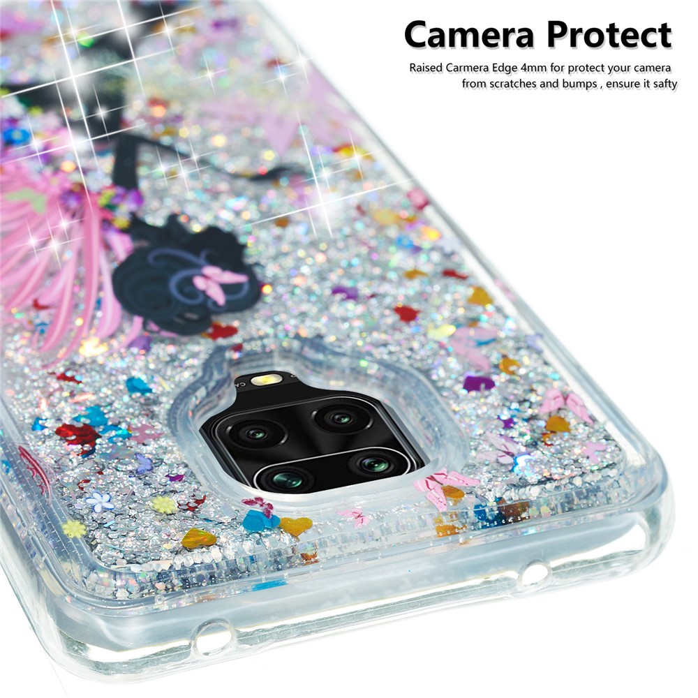 Embossed Pattern Printing Glitter Powder Quicksand TPU Case for Xiaomi Redmi Note 9 Pro Max/Note 9 Pro/Note 9S - Flower Fairy-4