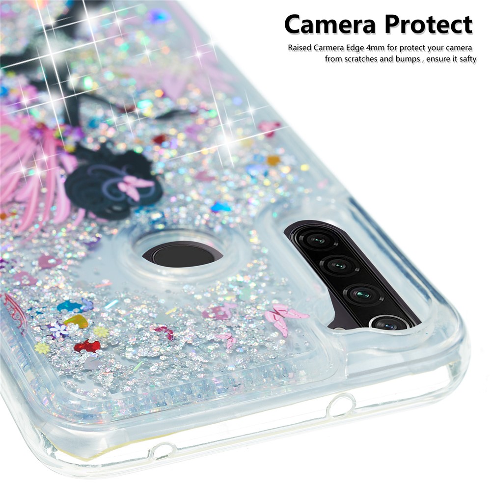 Musterdruck Geprägtes Glitzerpulver Tricksand TPU -fall Für Xiaomi Redmi Note 8t - Blumenfee