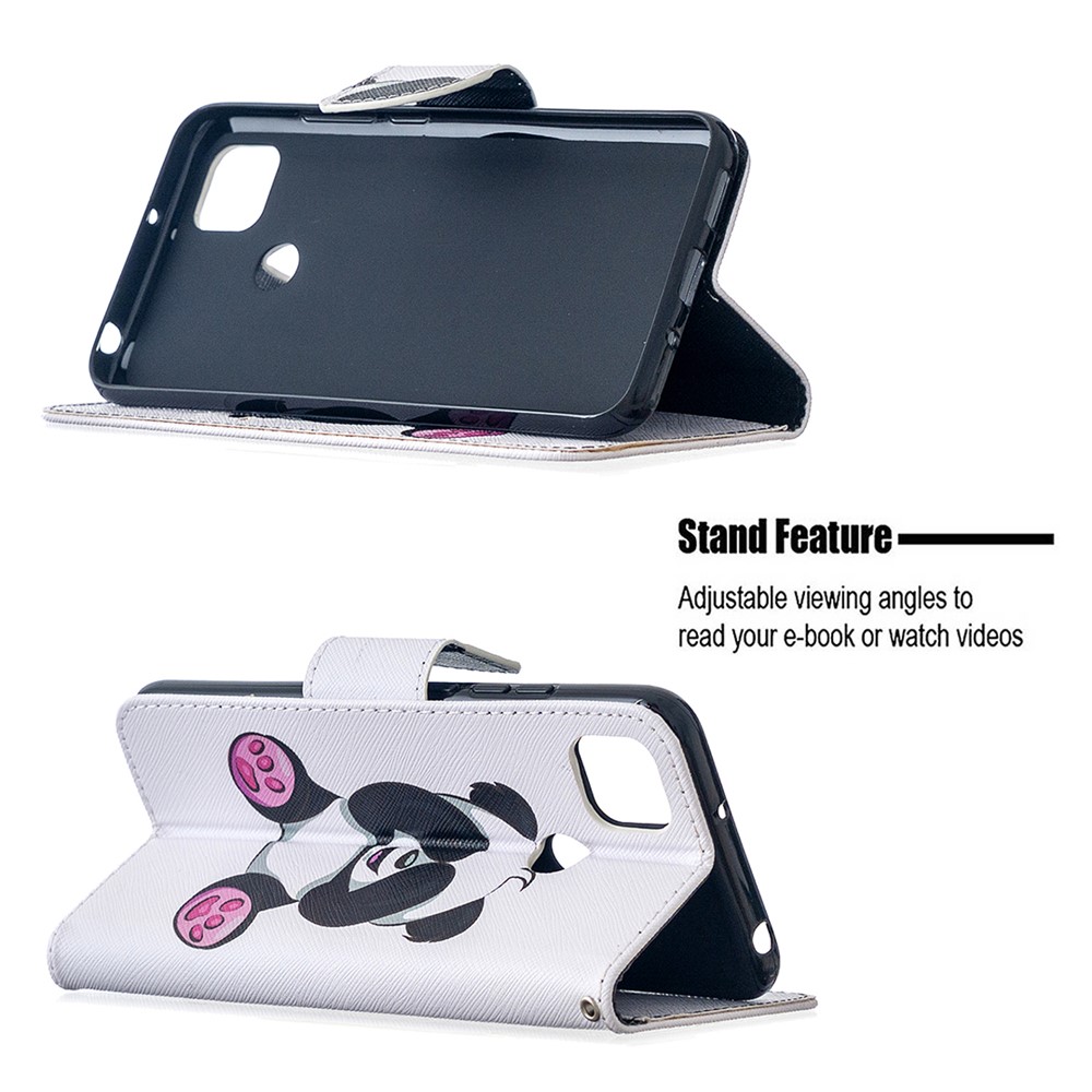 Pattern Printing Case Wallet Stand Leather Cover Protector for Xiaomi Redmi 9C - Cute Panda-5