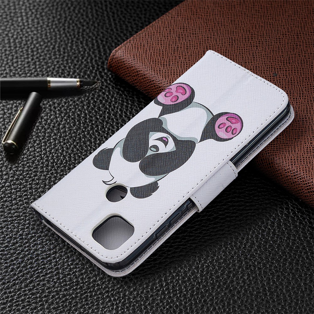 Pattern Printing Case Wallet Stand Leather Cover Protector for Xiaomi Redmi 9C - Cute Panda-8