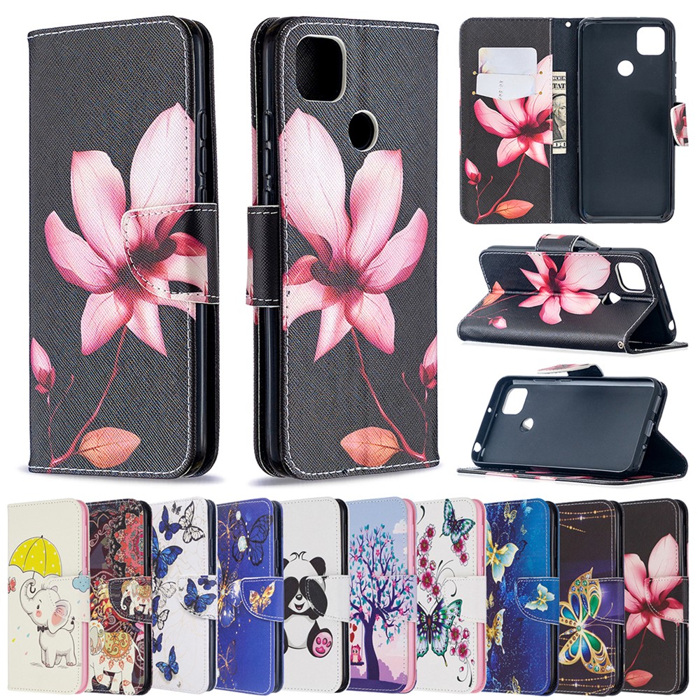 Pattern Printing Case Wallet Stand Leather Cover Protector for Xiaomi Redmi 9C - Cute Panda-9