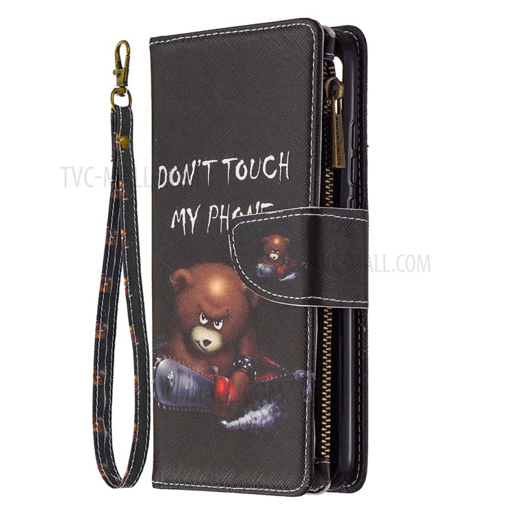 BF03 Pattern Printing Zipper Wallet Leather Phone Case for Xiaomi Redmi 9A - Bear-2