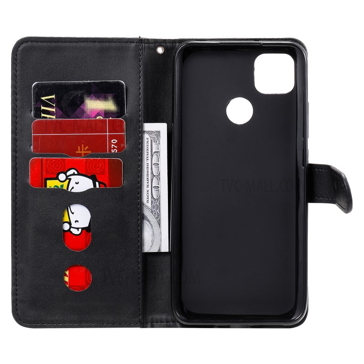 Zipper Pocket Wallet Leather Stand Case for Xiaomi Redmi 9C - Black-5