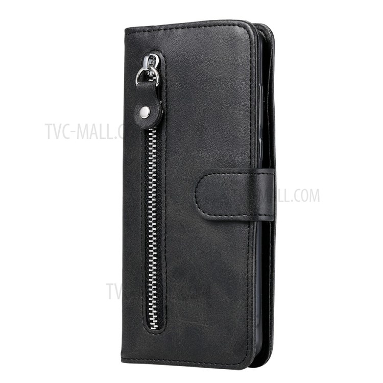 Zipper Pocket Wallet Leather Stand Case for Xiaomi Redmi 9 - Black-3