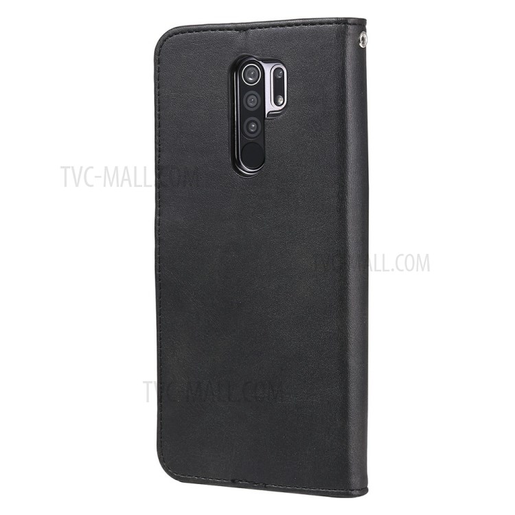 Zipper Pocket Wallet Leather Stand Case for Xiaomi Redmi 9 - Black-4