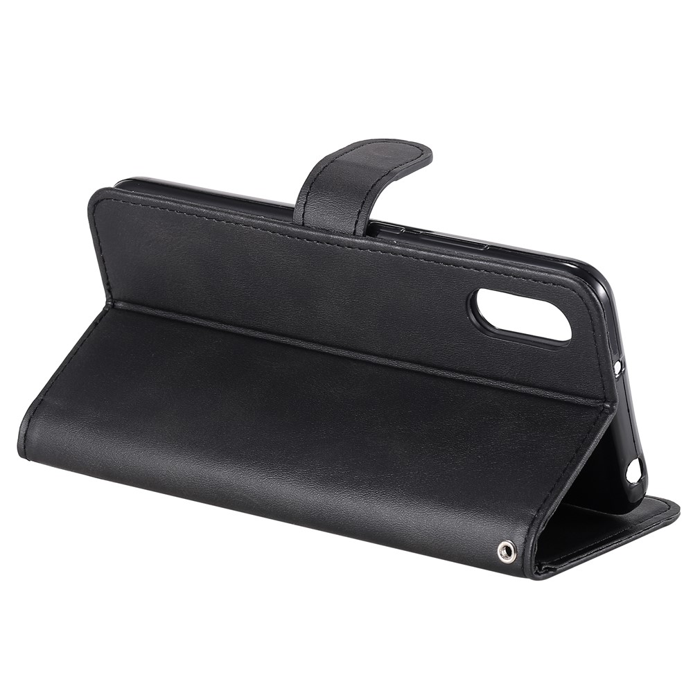 Zipper Pocket Wallet Leather Stand Case for Xiaomi Redmi 9A - Black-6