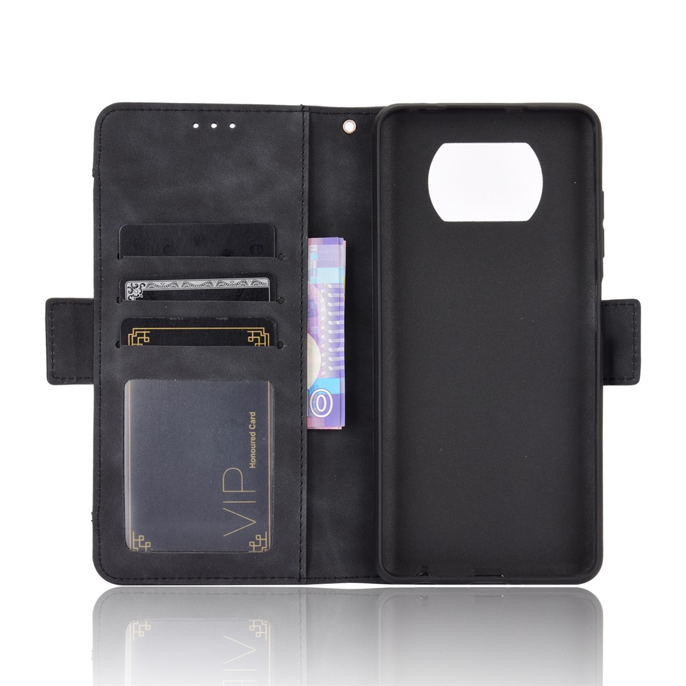 Case Protectora de Cuero Flip de Billetera Para Xiaomi Poco X3/poco X3 NFC Con un Diseño de Bolsillo de Tarjeta Separado - Negro