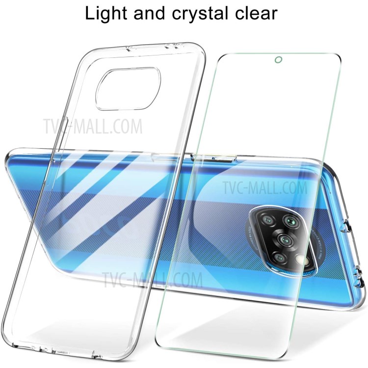 TPU Phone Shell + Tempered Glass Screen Film for Xiaomi Poco X3-5