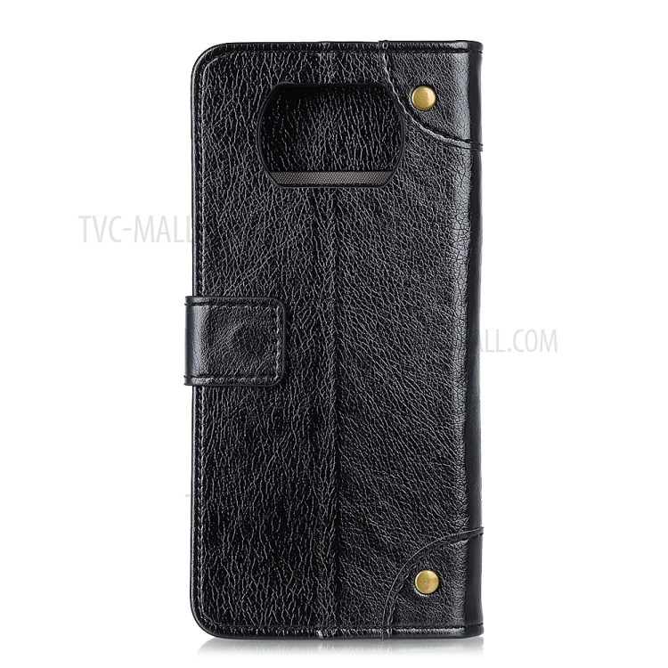 Nappa Texture Leather with Wallet Cover for Xiaomi Poco X3 NFC - Black-1