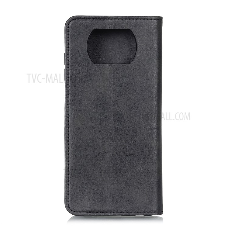 Split Leather Auto-absorbed Case for Xiaomi Poco X3 NFC - Black-2