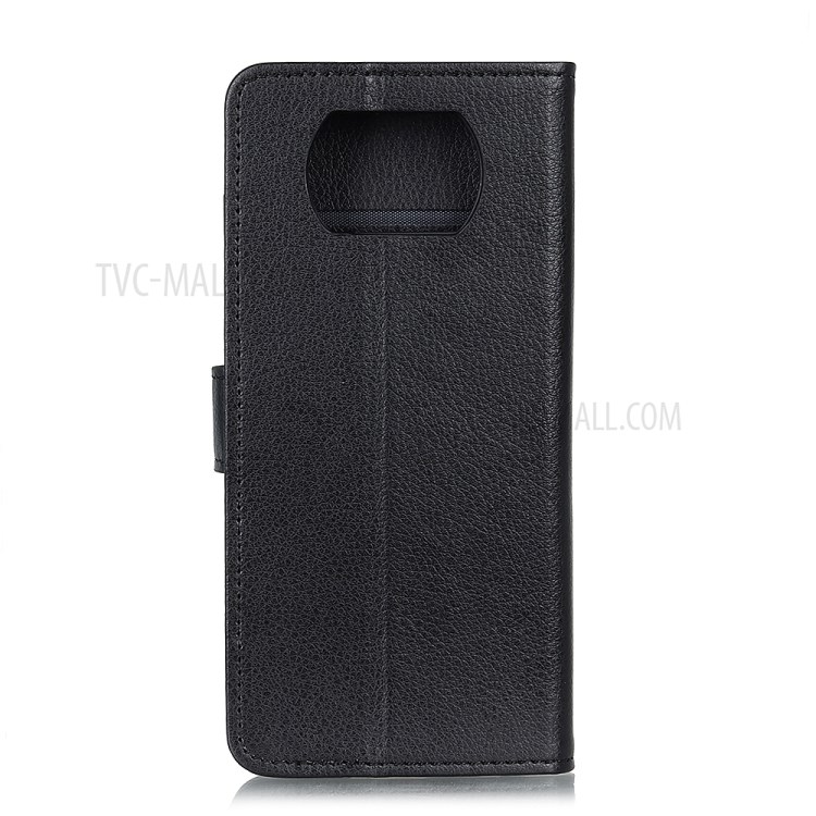 Litchi Skin Leather Stylish Case for Xiaomi Poco X3 NFC - Black-2