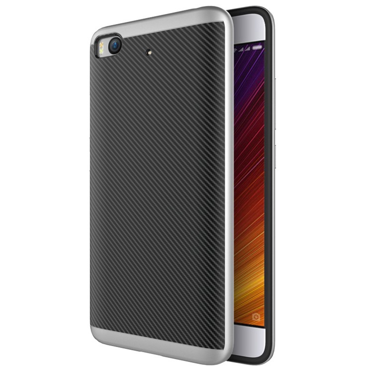 Carbon Fiber PC TPU Hybrid Phone Case for Xiaomi Mi 5s - Silver-1