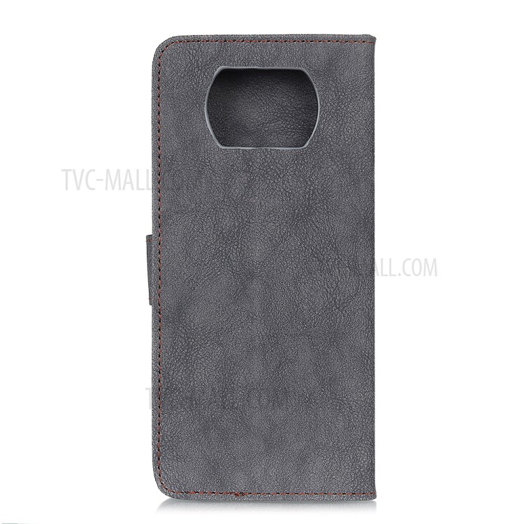 KHAZNEH Vintage Style Leather Wallet Stand Phone Case for Xiaomi Poco X3 NFC - Black-2