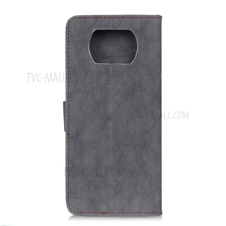 KHAZNEH Vintage Style Leather Wallet Stand Phone Case for Xiaomi Poco X3 NFC - Black-2