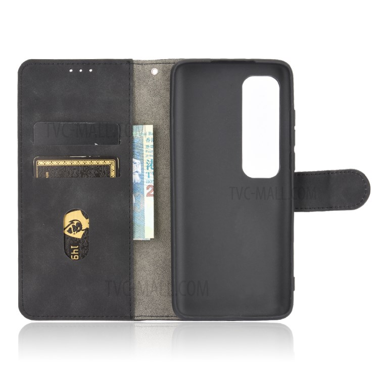 Skin-touch Wallet Stand Flip Leather Phone Case for Xiaomi Mi 10 Ultra - Black-2