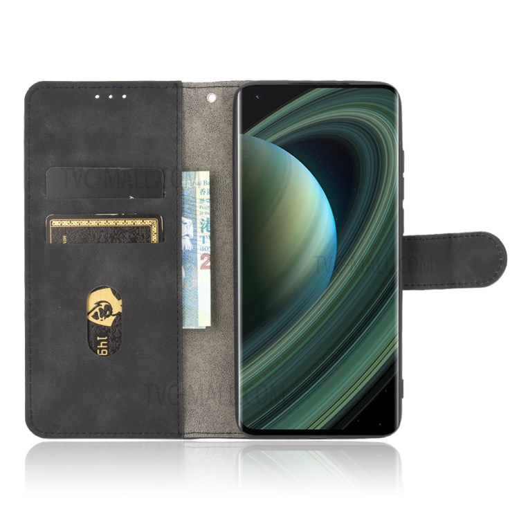 Skin-touch Wallet Stand Flip Leather Phone Case for Xiaomi Mi 10 Ultra - Black-3