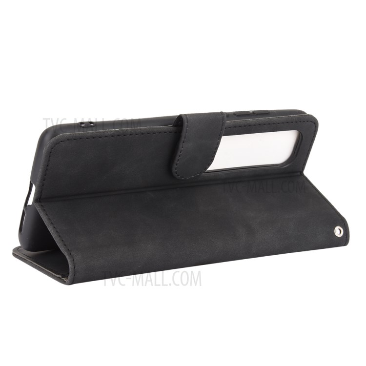 Skin-touch Wallet Stand Flip Leather Phone Case for Xiaomi Mi 10 Ultra - Black-4