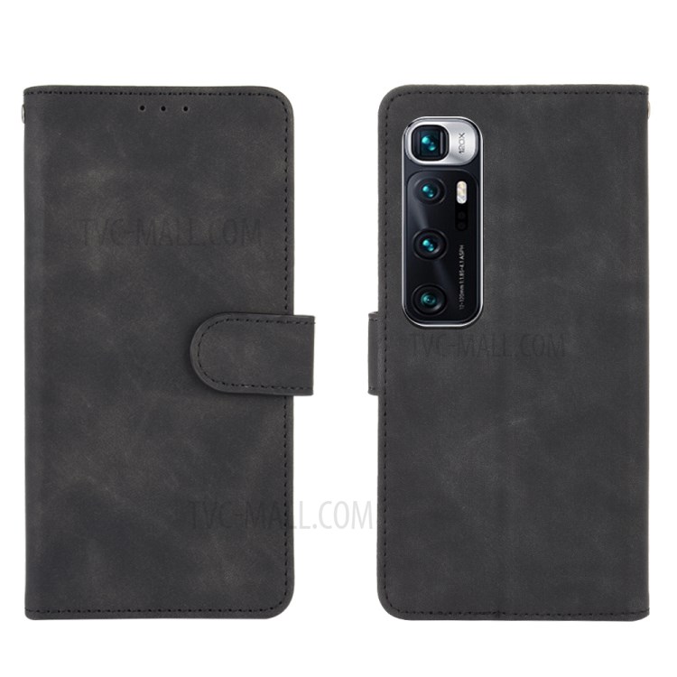 Skin-touch Wallet Stand Flip Leather Phone Case for Xiaomi Mi 10 Ultra - Black-6