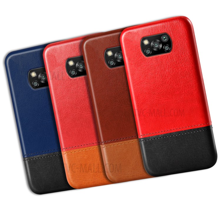 KSQ Dual-color Splicing PU Leather + PC Protector Case for Xiaomi Poco X3 NFC - Black/Dark Brown-7