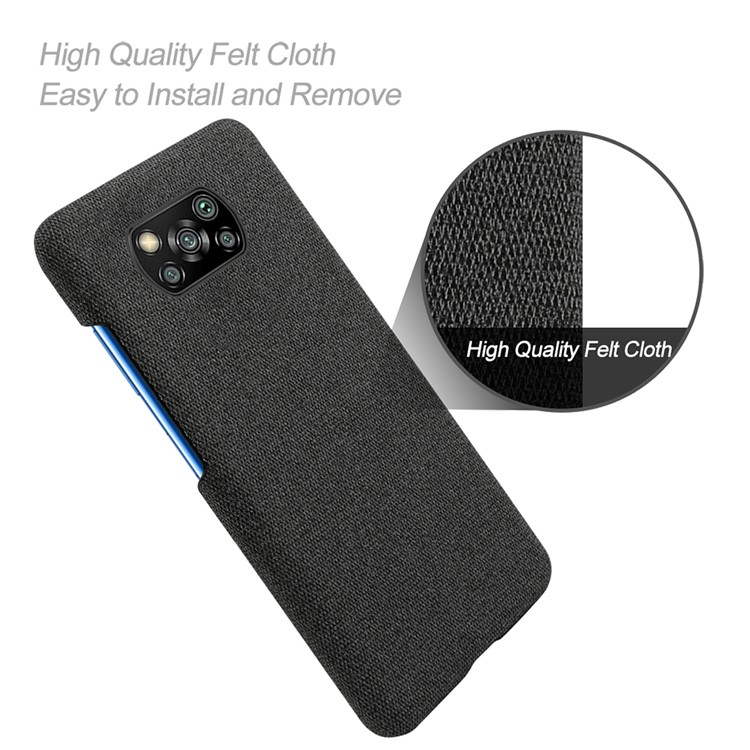 Cloth Texture Plastic Back Case for Xiaomi Poco X3 NFC - Black-4