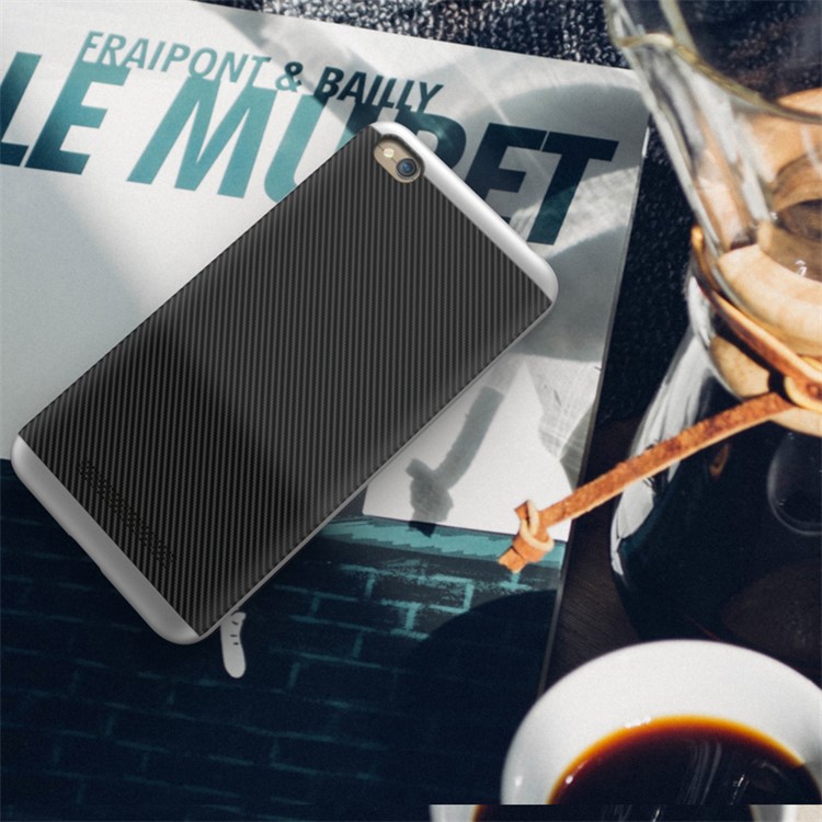Carbon Fiber Texture PC TPU Combo Case for Xiaomi Redmi 4a - Silver-2
