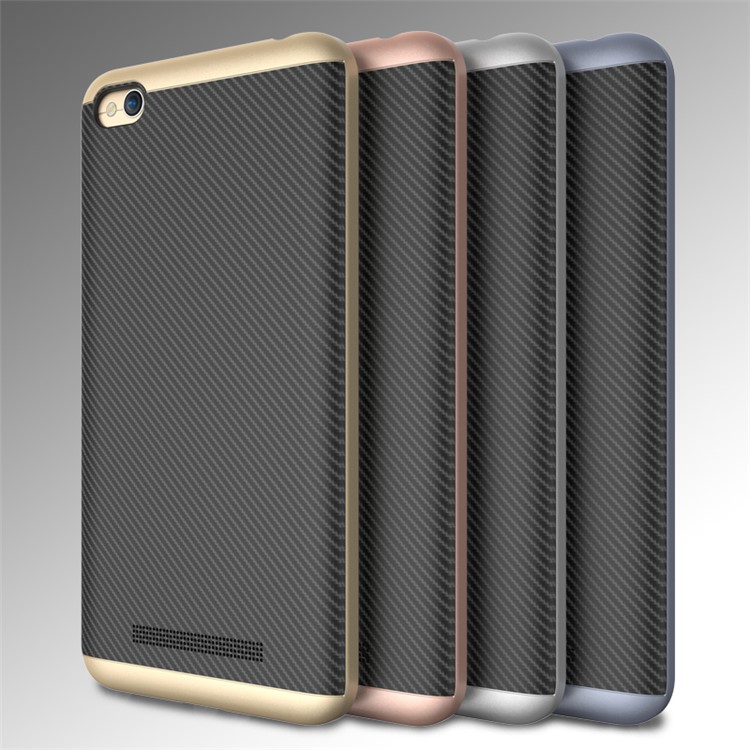 Carbon Fiber Texture PC TPU Combo Case for Xiaomi Redmi 4a - Silver-3