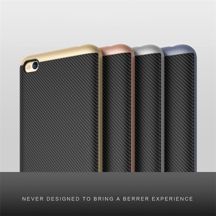 Carbon Fiber Texture PC TPU Combo Case for Xiaomi Redmi 4a - Silver-4
