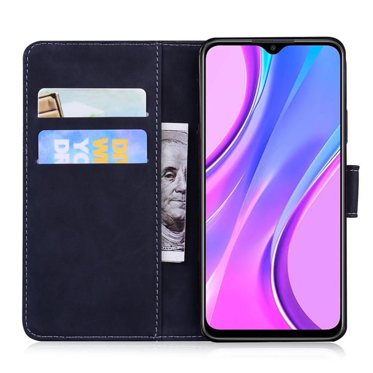 Imprint Tiger PU Leather Wallet Stand Casing for Xiaomi Redmi 9 - Black-4