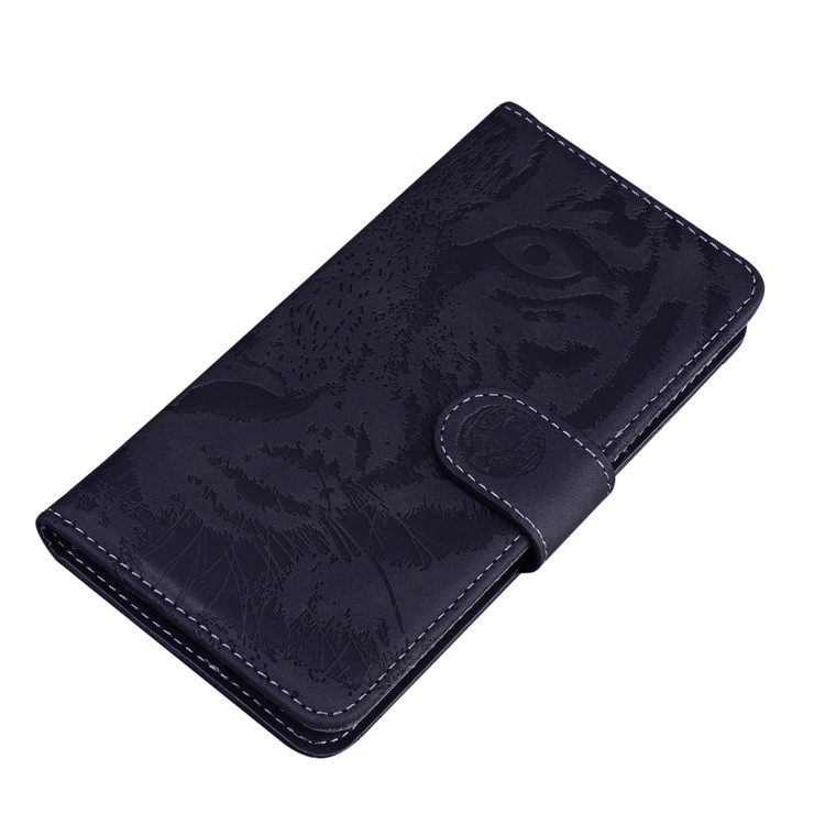 Imprint Tiger PU Leather Wallet Stand Casing for Xiaomi Redmi 9 - Black-6