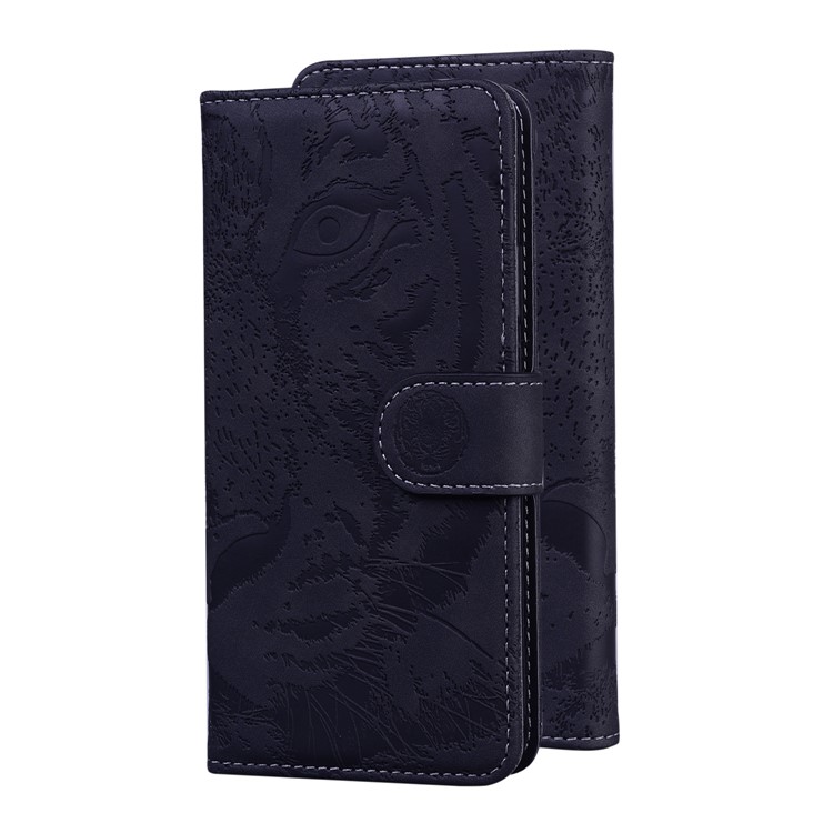 Imprint Tiger Pattern Wallet Stand Leather Shell for Xiaomi Redmi 9A - Black-1