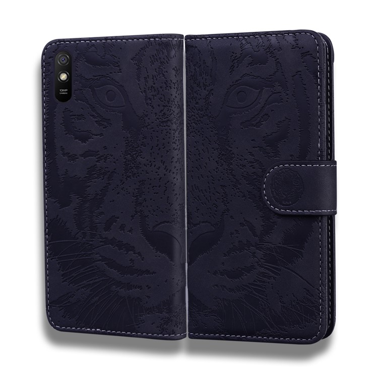 Imprint Tiger Pattern Wallet Stand Leather Shell for Xiaomi Redmi 9A - Black-3