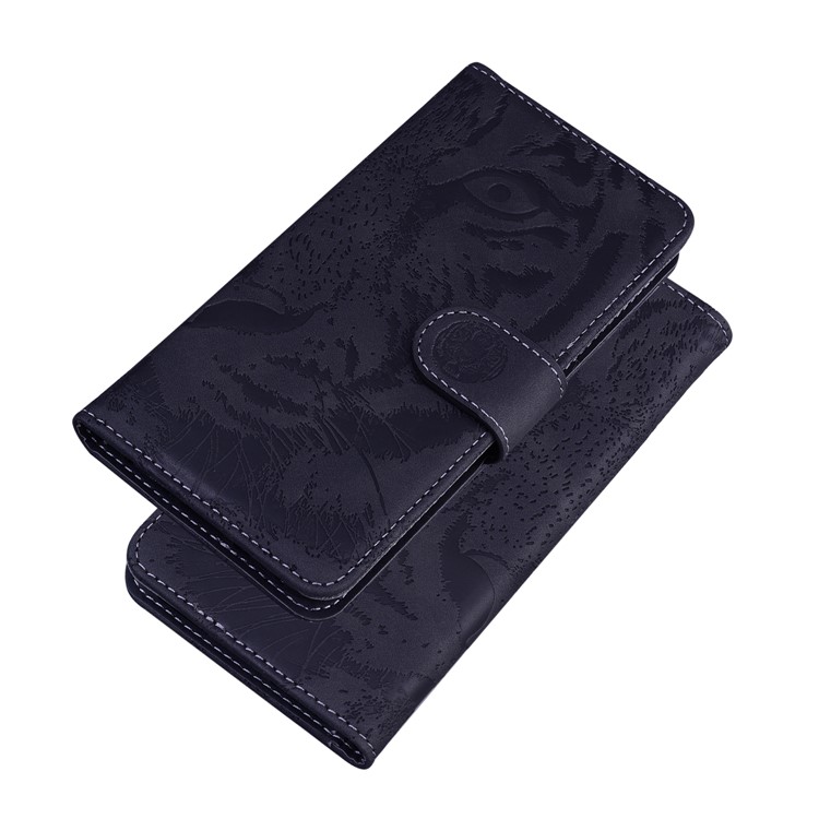 Imprint Tiger Pattern Wallet Stand Leather Shell for Xiaomi Redmi 9A - Black-9