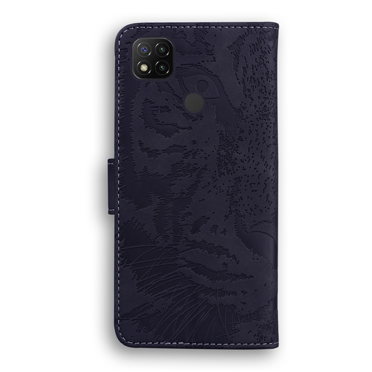 Imprinted Tiger Pattern Magnetic Stand Leather Case for Xiaomi Redmi 9C - Black-4