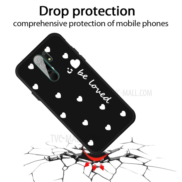 Little Heart Smile Pattern Printing TPU Shell for Xiaomi Redmi 9 - Black-2