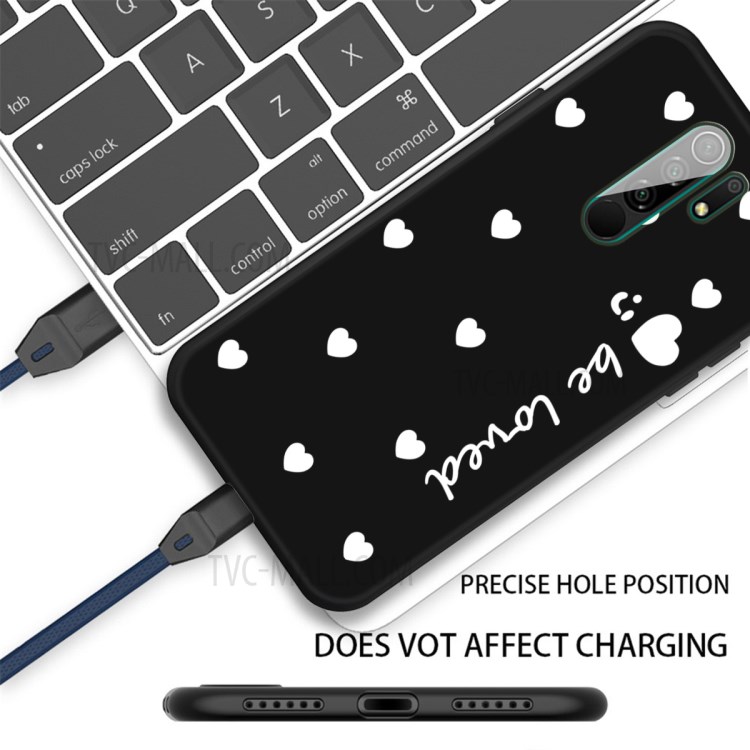Little Heart Smile Pattern Printing TPU Shell for Xiaomi Redmi 9 - Black-3