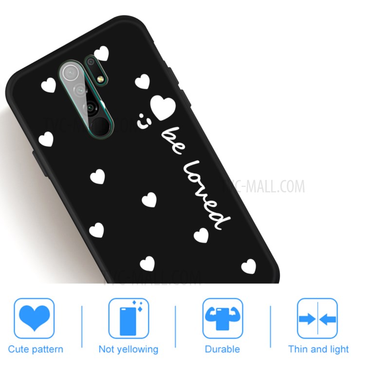 Little Heart Smile Pattern Printing TPU Shell for Xiaomi Redmi 9 - Black-5
