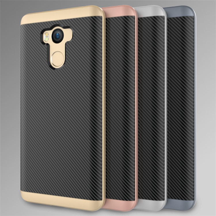 Carbon Fiber Texture PC TPU Hybrid Mobile Phone Cover for Xiaomi Redmi 4 - Silver-2