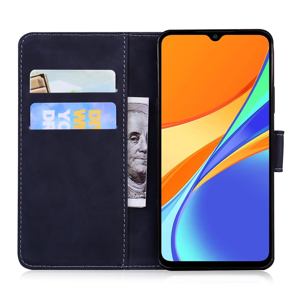 Leder -brieftaschenstand Telefonhülle Für Xiaomi Redmi 9c/redmi 9C NFC - Schwarz